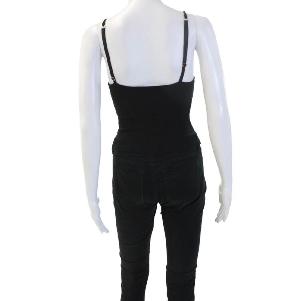 525 Women Black Camisole Spaghetti Strap Button Viscose Blend Size S - Picture 3 of 6